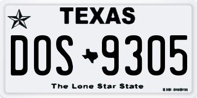 TX license plate DOS9305