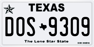 TX license plate DOS9309