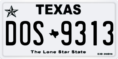 TX license plate DOS9313