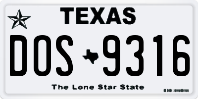 TX license plate DOS9316