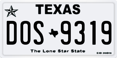 TX license plate DOS9319