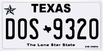 TX license plate DOS9320