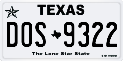 TX license plate DOS9322