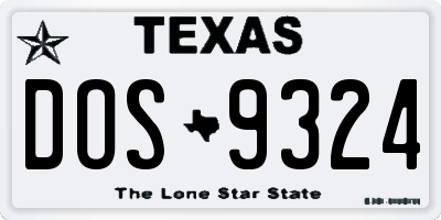 TX license plate DOS9324