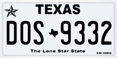 TX license plate DOS9332