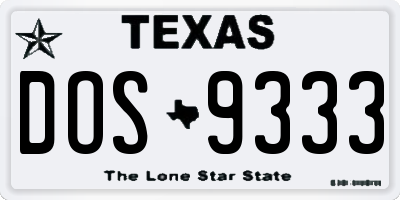TX license plate DOS9333