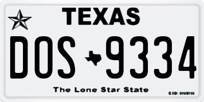 TX license plate DOS9334