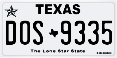 TX license plate DOS9335