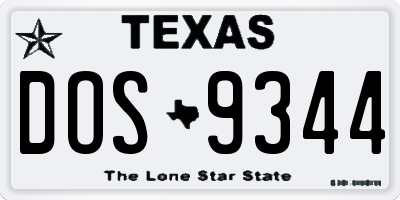 TX license plate DOS9344