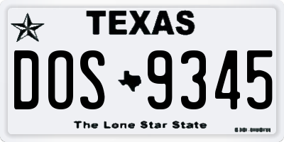 TX license plate DOS9345