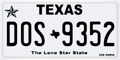 TX license plate DOS9352