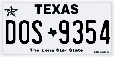 TX license plate DOS9354
