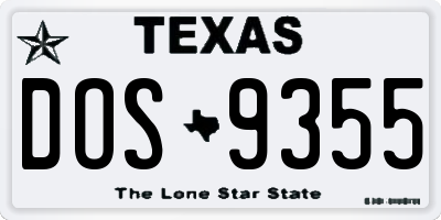 TX license plate DOS9355