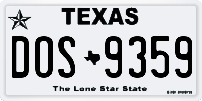 TX license plate DOS9359