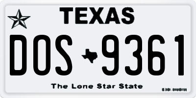 TX license plate DOS9361