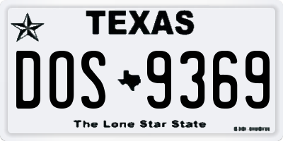 TX license plate DOS9369