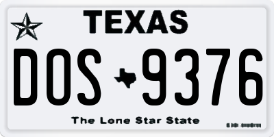 TX license plate DOS9376