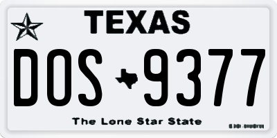 TX license plate DOS9377