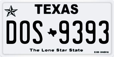 TX license plate DOS9393