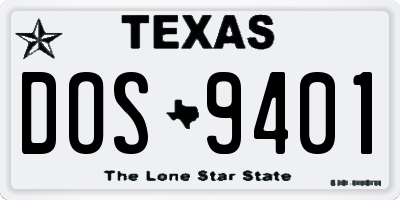 TX license plate DOS9401
