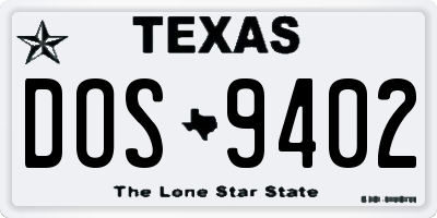 TX license plate DOS9402