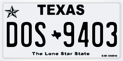 TX license plate DOS9403