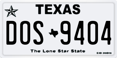 TX license plate DOS9404