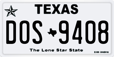TX license plate DOS9408