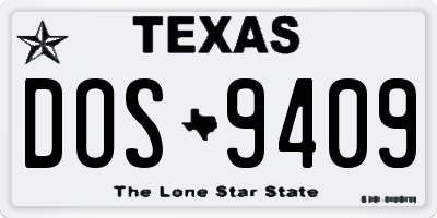 TX license plate DOS9409