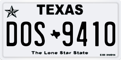 TX license plate DOS9410