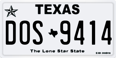 TX license plate DOS9414