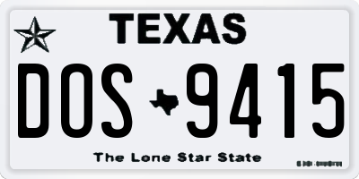 TX license plate DOS9415
