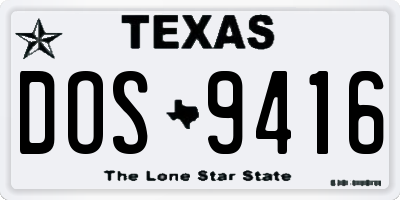 TX license plate DOS9416