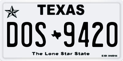 TX license plate DOS9420