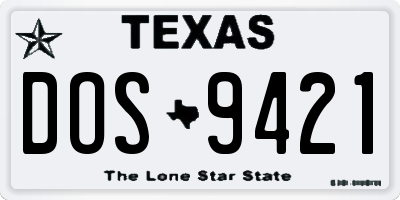 TX license plate DOS9421