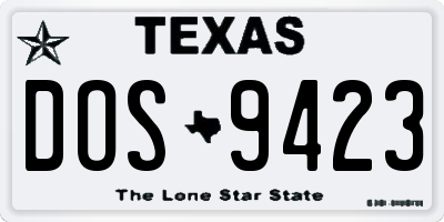 TX license plate DOS9423