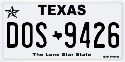 TX license plate DOS9426
