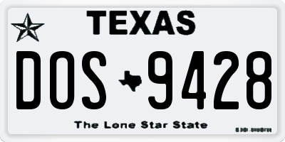 TX license plate DOS9428