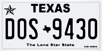 TX license plate DOS9430
