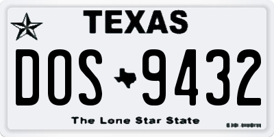 TX license plate DOS9432
