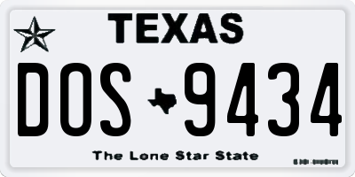 TX license plate DOS9434