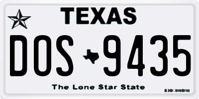 TX license plate DOS9435