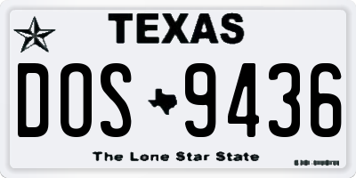 TX license plate DOS9436