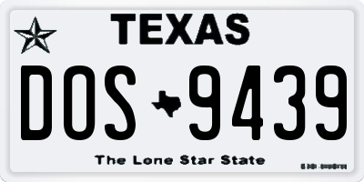TX license plate DOS9439