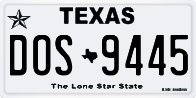 TX license plate DOS9445