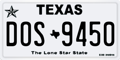 TX license plate DOS9450