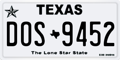 TX license plate DOS9452
