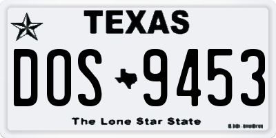 TX license plate DOS9453