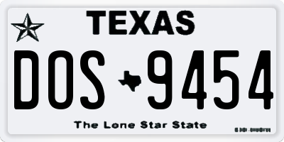 TX license plate DOS9454