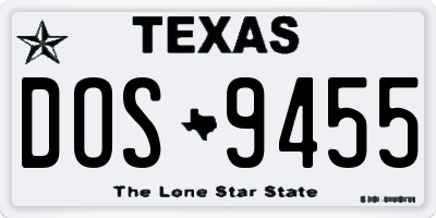 TX license plate DOS9455
